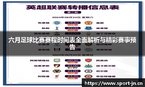 六月足球比赛赛程时间表全面解析与精彩赛事预告